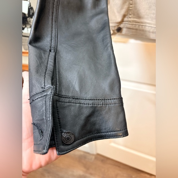 RAG & BONE Iron Denim & Genuine Lamb Leather Sleeve Jacket - Large - Picture 9 of 16